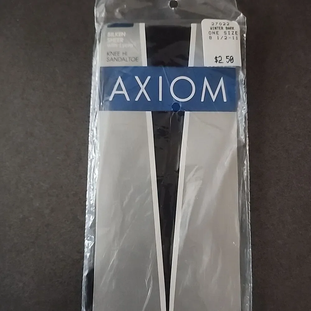 Vintage 1980s Axiom Silken Sheer Lycra Knee Hi Sandle Toe Winter Bark